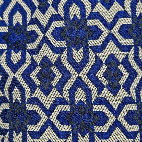 Marella Navy Blue Geometric Print Side Pockets Lined Career Wear Flared Skirt - Picture 5 of 12